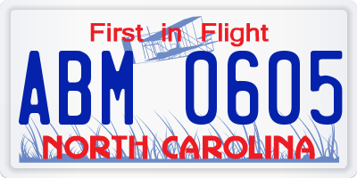 NC license plate ABM0605