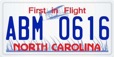 NC license plate ABM0616