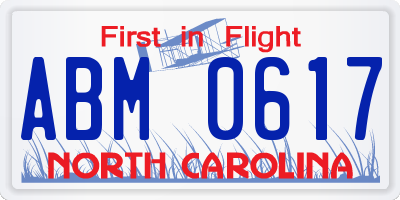 NC license plate ABM0617