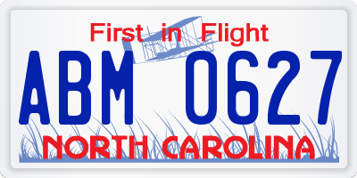 NC license plate ABM0627