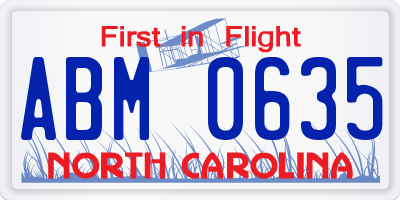 NC license plate ABM0635