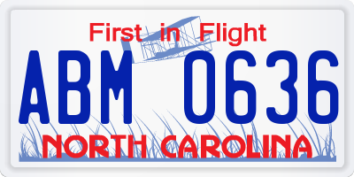 NC license plate ABM0636