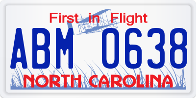 NC license plate ABM0638