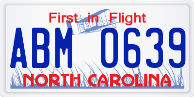 NC license plate ABM0639