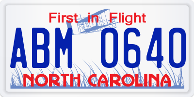 NC license plate ABM0640