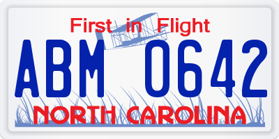 NC license plate ABM0642