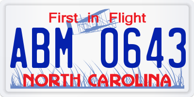 NC license plate ABM0643