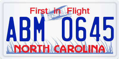 NC license plate ABM0645