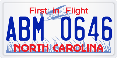 NC license plate ABM0646