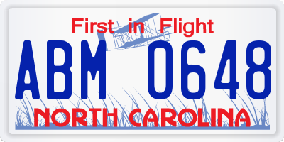 NC license plate ABM0648