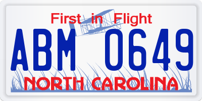 NC license plate ABM0649