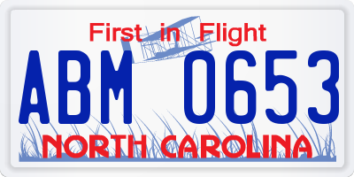 NC license plate ABM0653