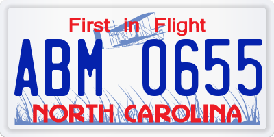 NC license plate ABM0655