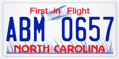 NC license plate ABM0657