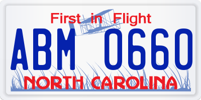NC license plate ABM0660