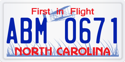 NC license plate ABM0671
