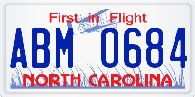 NC license plate ABM0684
