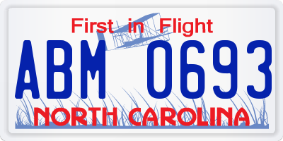 NC license plate ABM0693