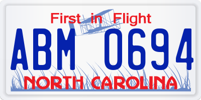 NC license plate ABM0694
