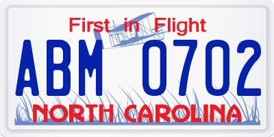 NC license plate ABM0702