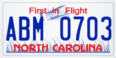 NC license plate ABM0703