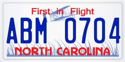 NC license plate ABM0704
