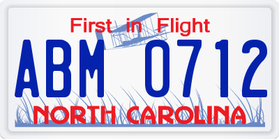 NC license plate ABM0712
