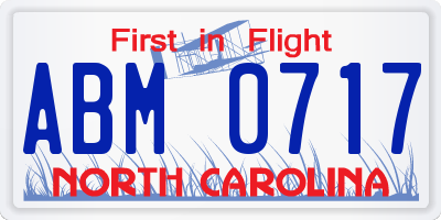 NC license plate ABM0717