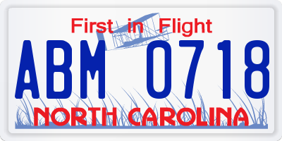 NC license plate ABM0718