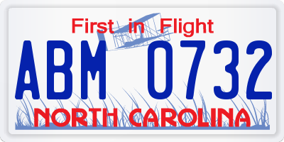 NC license plate ABM0732