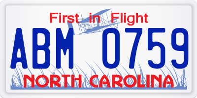 NC license plate ABM0759