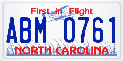 NC license plate ABM0761