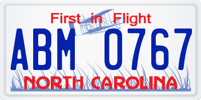 NC license plate ABM0767