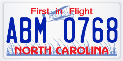 NC license plate ABM0768