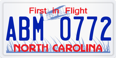 NC license plate ABM0772