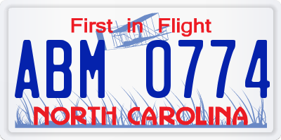 NC license plate ABM0774