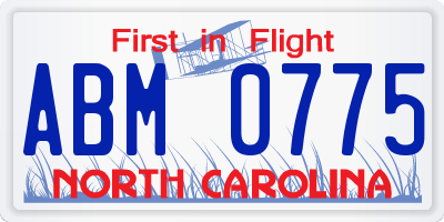 NC license plate ABM0775