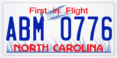 NC license plate ABM0776