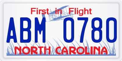 NC license plate ABM0780