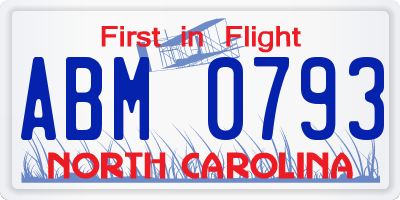 NC license plate ABM0793