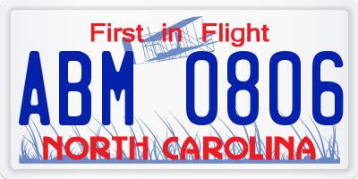NC license plate ABM0806