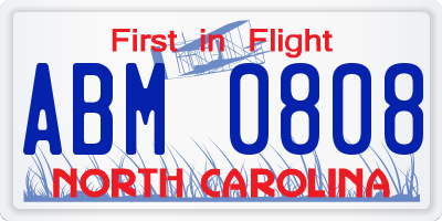 NC license plate ABM0808