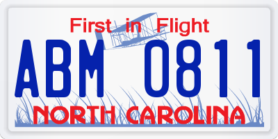 NC license plate ABM0811