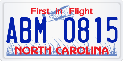 NC license plate ABM0815