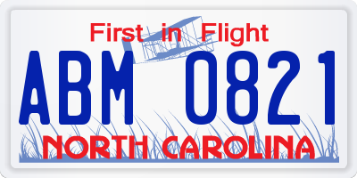 NC license plate ABM0821