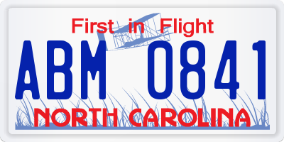 NC license plate ABM0841