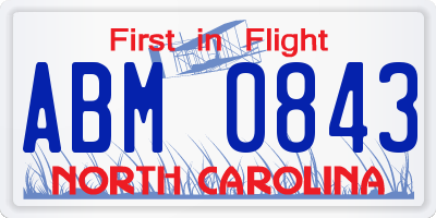NC license plate ABM0843