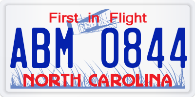 NC license plate ABM0844