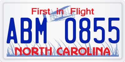 NC license plate ABM0855