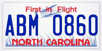 NC license plate ABM0860